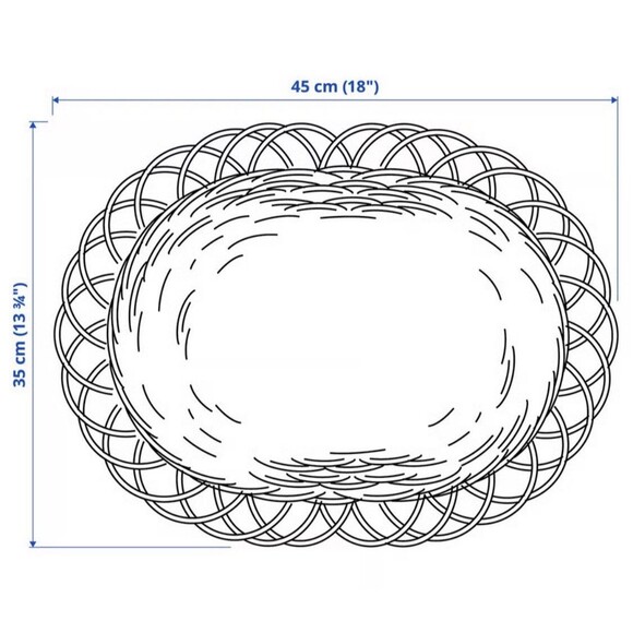 (2) IKEA VARGFISK Rattan Placemat Woven Natural Handmade Boho Oval Place Mat NEW - Picture 2 of 3